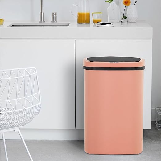 BestOffice | 13 Gallon Plastic Trash Can with Lid | Pink | Automatic Touchless Garbage Can | Odor Control | Modern Oval Design | Easy to Clean | Fits Any Kitchen, Bathroom, Office or Home - Image 6