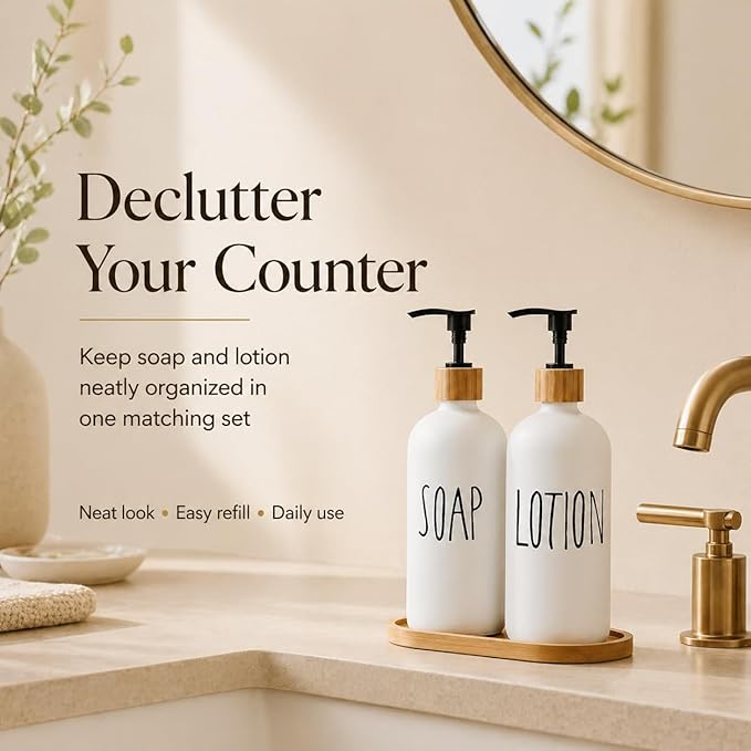 Glass Lotion Dispenser,Refillable Matte Black Hand Lotion Dispenser Suitable for Bedroom,Body or Hand Lotion Bottle Rustic Bedroom Decor - Image 3