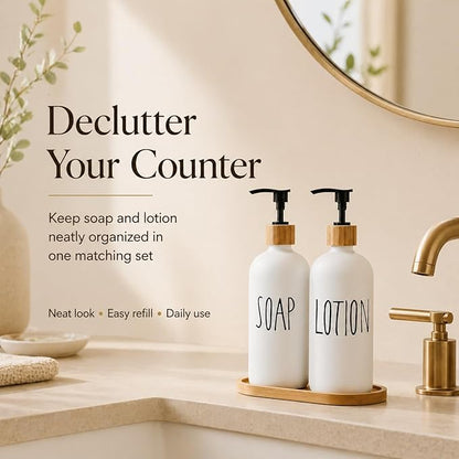 Glass Lotion Dispenser,Refillable Matte Black Hand Lotion Dispenser Suitable for Bedroom,Body or Hand Lotion Bottle Rustic Bedroom Decor - Image 3