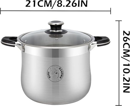 Vivicreate 11.5 Quart Stainless Steel Stock Pot with Lid Large Induction Cooking Pot for Pasta Soup Boiling Stew with Measurement Marks and Handles