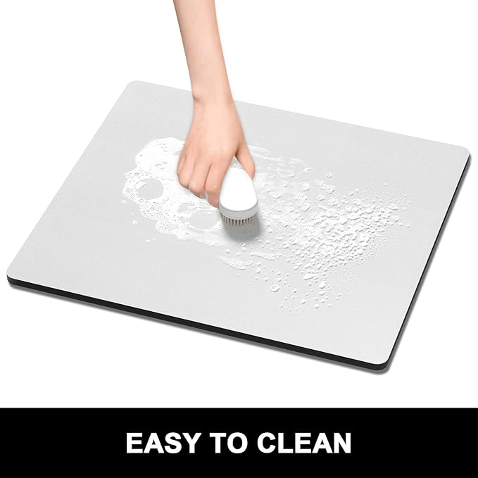 Rnivvi Dish Drying Mat for Kitchen Counter, 16 x 18" Cute Absorbent Heat Resistant Drying Pad with Non-slip Rubber, Coffee Bar Mats for Coffee Machine Dish Rack Kitchen Decor Accessories, Gray - Image 6