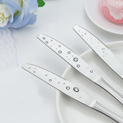 Dinner Knives Set of 36, 9” Butter Knives with Pretty Line Handle, Food Grade Stainless Steel Table Knife, Dishwasher Safe & Mirror Polished