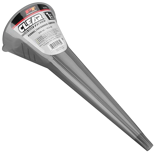 Performance Tool W4052 Clear View Long Reach Funnel - 1 Pint, Upgraded Design for Clean and Quick Transfers