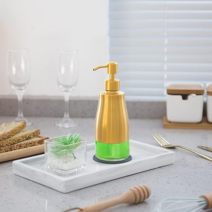 Gaussra Soap Dispenser with Coaster and Stickers, Brushed Gold Stainless Steel Glass Hand Pump Dispenser, Anti Rust Bottle, for Kitchen & Bathroom Detergent Bottle，Refillable Hand Liquid Dispenser - Image 2