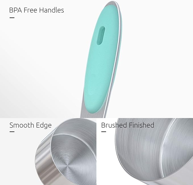 Measuring Cups : U-Taste 18/8 Stainless Steel Measuring Cups and Spoons Set of 10 Piece, Upgraded Thickness Handle(Aqua Sky) - Image 6
