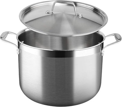 Duxtop Whole-Clad Tri-Ply Stainless Steel Stockpot with Lid, 8 Quart, Kitchen Induction Cookware