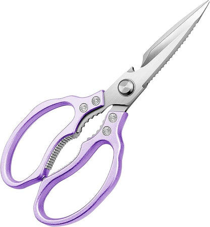 AWinjoy Heavy Duty Sharp Kitchen Scissors, Dishwasher Safe, Cooking Shears for Meat, Chicken, Fish, Poultry, Herb, Bread (Purple) by AWinjoykitchenshears