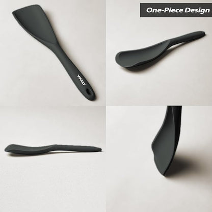 Cooking Spoon for Nonstick Cookwares, VOVOLY Silicone Spoon for Mixing, Scoop, and Scrape,Seamless Design, 12.6'', 2 Pack, Black - Image 8