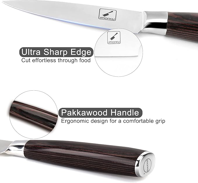 imarku Paring Knife - Paring Knives, 3.5 Inch Small Kitchen Knifes - Japanese High Carbon Stainless Steel Fruit Knife, Ergonomic Pakkawood Handle, Ultra Sharp Blade, Unique Gifts for Men and Women - Image 2