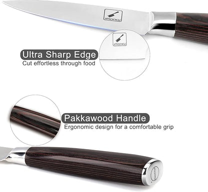 imarku Paring Knife - Paring Knives, 3.5 Inch Small Kitchen Knifes - Japanese High Carbon Stainless Steel Fruit Knife, Ergonomic Pakkawood Handle, Ultra Sharp Blade, Unique Gifts for Men and Women - Image 2