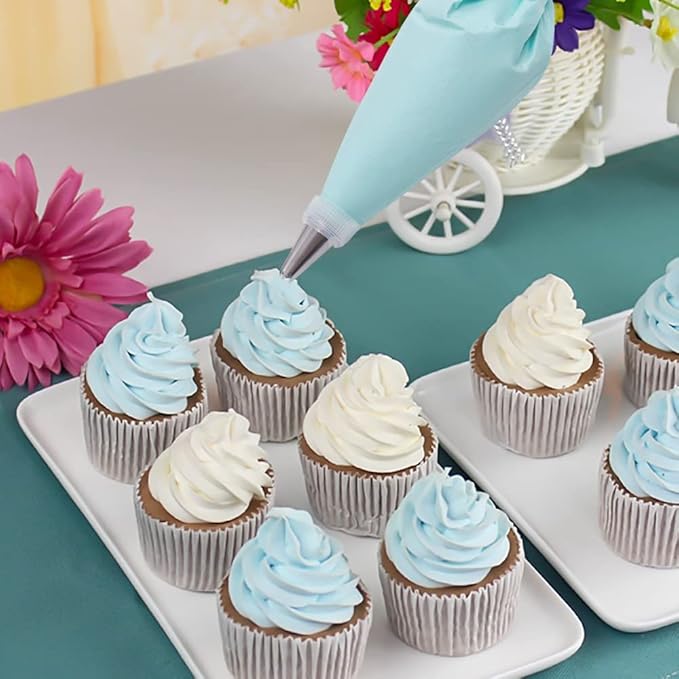 Piping Bags and Tips Set, 100Pcs 12 Inch Pastry Bags, Icing Bags Disposable for Cakes Decorating Kit Supplies with 1 Reusable Piping Bags, 1 Couplers, 12 Frosting Tips, 2 Bag Ties, 3 Cake Scraper - Image 7