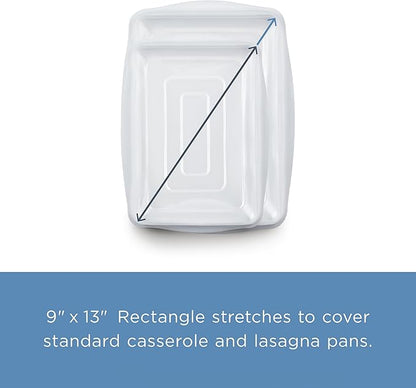 Stasher Reusable Silicone Stretch Lid for Casseroles, Pans, Baking Dishes–Rectangle Replacement Lid, 9”x13”, Stretchable, Leak-Free, Microwave Safe, Dishwasher Safe, Food Cover, Eco-Friendly, Clear