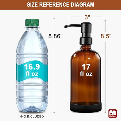 GMISUN Amber Glass Soap Dispenser with Silicone Sleeve Boot, 2 Pack Bathroom Hand Soap Dispensers with Pump, 17 Fl Oz Kitchen Hand and Dish Soap Dispenser Set, Liquid Soap Dispensers Bottle - Image 2