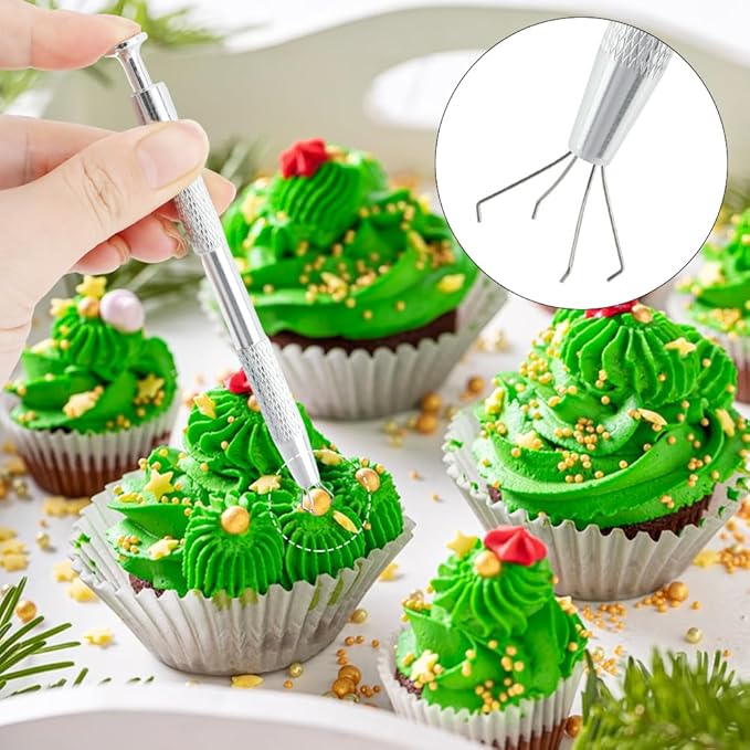 4 PCS Sprinkles Tools for Cake Decorating,Sprinkle Pen Pearl Grabber with 4 Claws,Cake Tweezers Pearl Sprinkle Spoon with Shovel Head,for Cookie Cupcake Decorating Supplies - Image 7