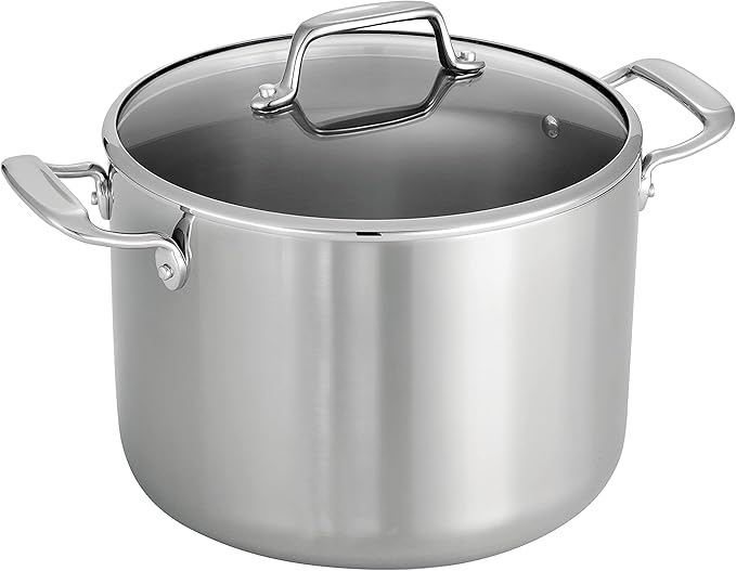 Tramontina Tri-Ply Clad Stainless Steel 8-Quart Stock Pot with Glass Lid, Induction-Ready Pasta Pot, Dishwasher-Safe, NSF-Certified by Tramontina