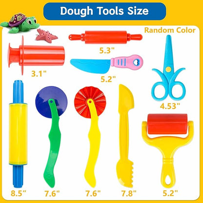 Dough Tool Kit,9 Pcs Basic Clay and Dough Tools Starter Set for Kids Includes Cutters Roller, Rolling Pins, Safety Scissors,Dough Extruder,Plastic Knife - Image 2