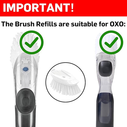 Brush Refills for OXO Dish Brush - 4 Pack Dish Brush Cleaning Soap Dispensing Head Replacement for Scrubber (White) - Image 2
