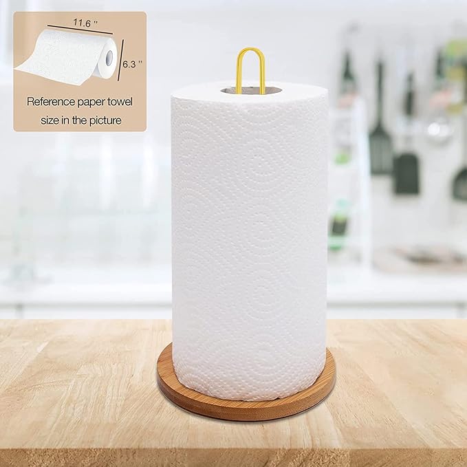 TONLEA Wooden Paper Towel Holder Countertop, Kitchen-Towel-Holder FreeStanding with Non-Slip Base for Bathroom - Image 4