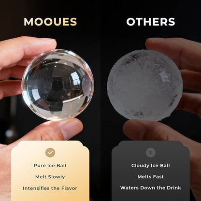 Mooues Clear Ice Cube Maker, 8 Large Whiskey Ice Cubes Mold, 2 Inch Silicone Ice Cube Tray, Easy-Release Sphere Ice Maker,Bourbon Gifts For Men Dad Boyfriend Boss Who Have Everything