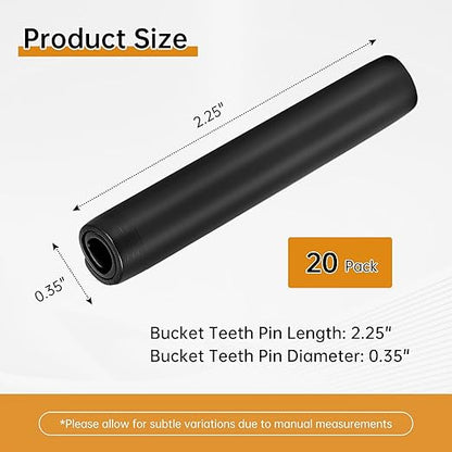 2.25 Inch Length Long Bucket Teeth Pins, for He-nsley X156 156PN P156 X156P, Ta-keuchi TB135 Skid Steer, Ku-bota 161-3 Excavator Backhoe Loader, He-nsley Style Roll Pins 20 Pack