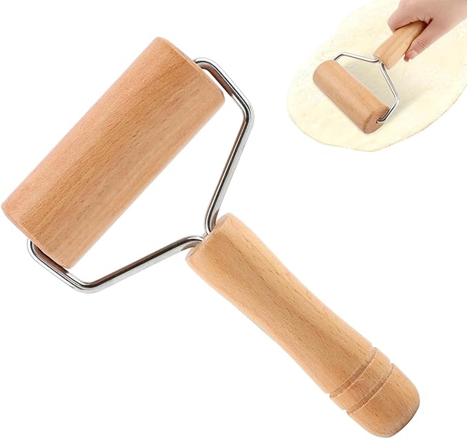 Pizza Rolling Pin Small Rolling Pin Wooden Dough Roller Non Stick Pizza Dough Roller for Baking Pastry Tortilla Cookie Dumpling Rolling Pins for Baking (T-Style)