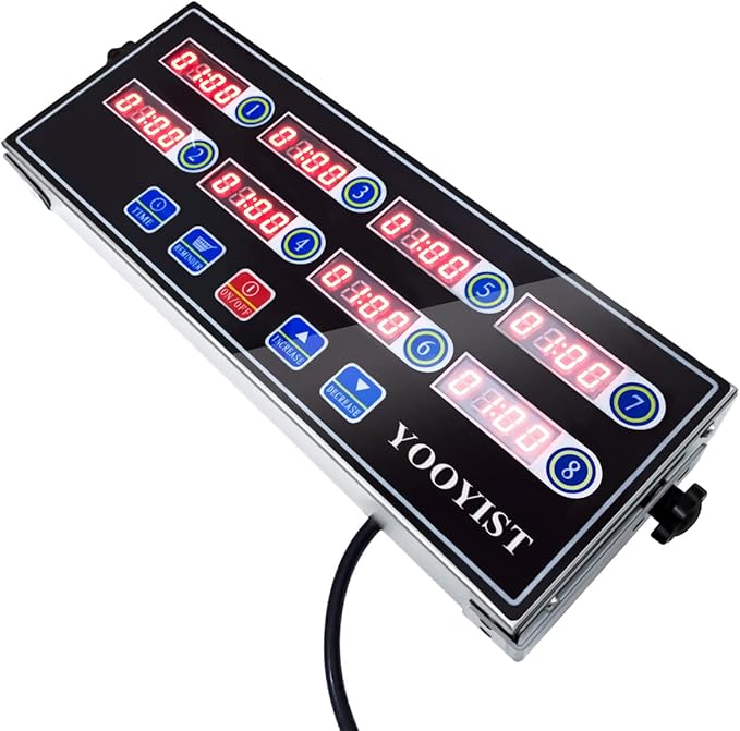 Precision Kitchen Timers for Cooking – 8 Channel Commercial Kitchen Timer Restaurant Kitchen Supplies – Stainless Steel Digital LED Chef Cooking Timer – Reminder Function, Loud Alarm, Black - Image 3