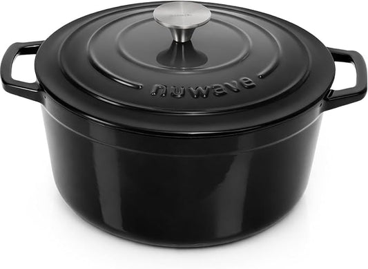 Nuwave 6QT Healthy Enameled Cast Iron Dutch Oven Pot with Lid, Heavy Duty 7-Layer Enamel, Enhanced Rust Protection, Dual Handles, Oven Safe to 500°F for Sourdough Bread Baking, Braise, Stew, Roast