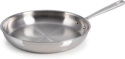 T-Fal Pro Tri-Ply Fry Pan, Stainless Steel Pan 12 inch, Induction Cookware, Oven Safe 500F, Fast & Even Heat, Professional Quality & Durability, Skillet, Cookware, Silver by T-falbrand