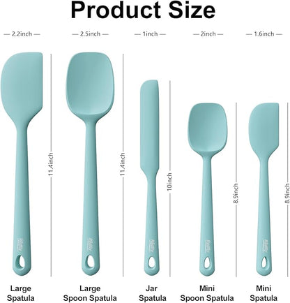 Redfly Silicone Spatula Set, 5 Piece Food Grade Silicone Cooking Utensils Set, Rubber Spatula Heat Resistant Nonstick for Baking, Cooking, Kitchen Utensils Dishwasher Safe Green - Image 2
