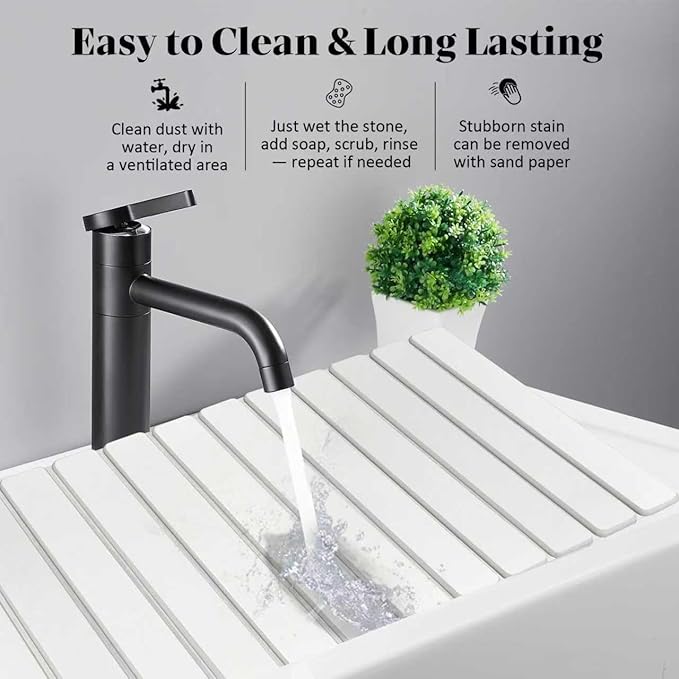 Large Stone Dish Drying Mats for Kitchen Counter, 28"(L)×16"(W), Fast Drying Collapsible Dish Drying Mat, Eco-Friendly Absorbent Diatomaceous Earth Mats for Dishes Cups, Match Any Countertop - Image 5