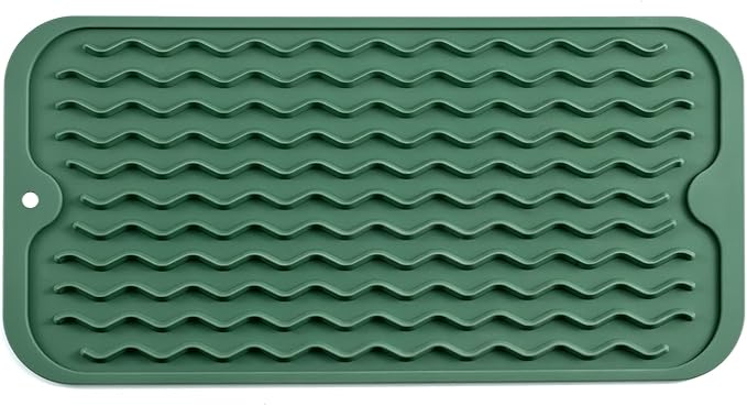 MicoYang Silicone Dish Drying Mat for Multiple Usage,Easy clean,Eco-friendly,Heat-resistant Silicone Mat for Kitchen Counter or Sink,Refrigerator or Drawer Liner Green S 12 inches x 6 inches by MicoYang