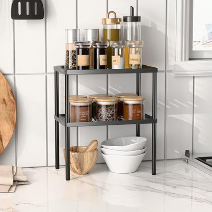 Cabinet Organizer Shelf, 2 Tier Kitchen Cabinet Organizer with Stackable Cabinet Shelves for Kitchen Countertop Storage, Metal Kitchen Shelf Organizer for Spice, Pantry & Under Sink - Image 6