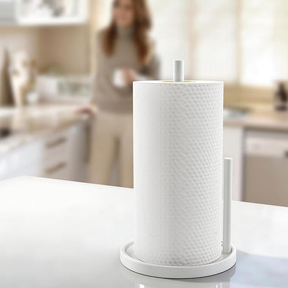 Jesginboo Paper Towel Holder Countertop, White Kitchen Paper Towels Holder, Paper Roll Holder with Weighted Base - Image 7