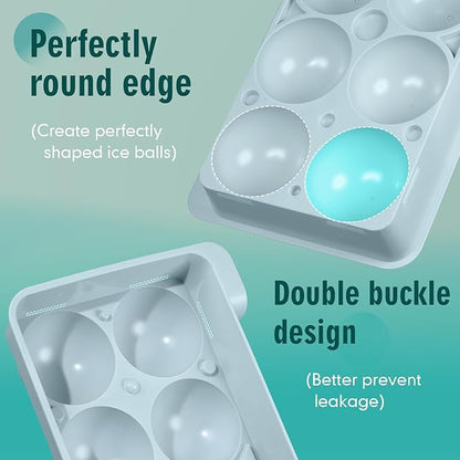 WIBIMEN Large Ice Cube Molds, Big Round Whiskey Ice Cube Trays for Freezer, Easy to Fill & Release, Whiskey Bourbon Cocktail(2.5In*8 Balls- Blue/2 Pack) - Image 6