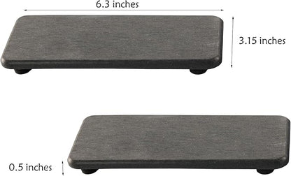 NiuYichee 2 Pcs Water Absorbing Stone Trays, Kitchen/Bathroom Sink Soap Dish, Diatomite Tray Used for Hand Soap & Cosmetic Bottles in The Modern Home, 3.15" W x 6.3" L, Dark Gray