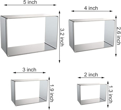 Rectangle Cookie Cutter Set Large - 5 Inch, 4 Inch, 3 Inch, 2 Inch - Geometric Frame Plaque Cookie Cutters Shapes Biscuit Molds - Stainless Steel