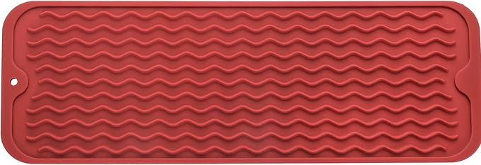 MicoYang Silicone Dish Drying Mat for Multiple Usage,Easy clean,Eco-friendly,Heat-resistant Silicone Mat for Kitchen Counter,Sink,Bar,Bottle,or Cup Red M 17 inches x 6 inches by MicoYang