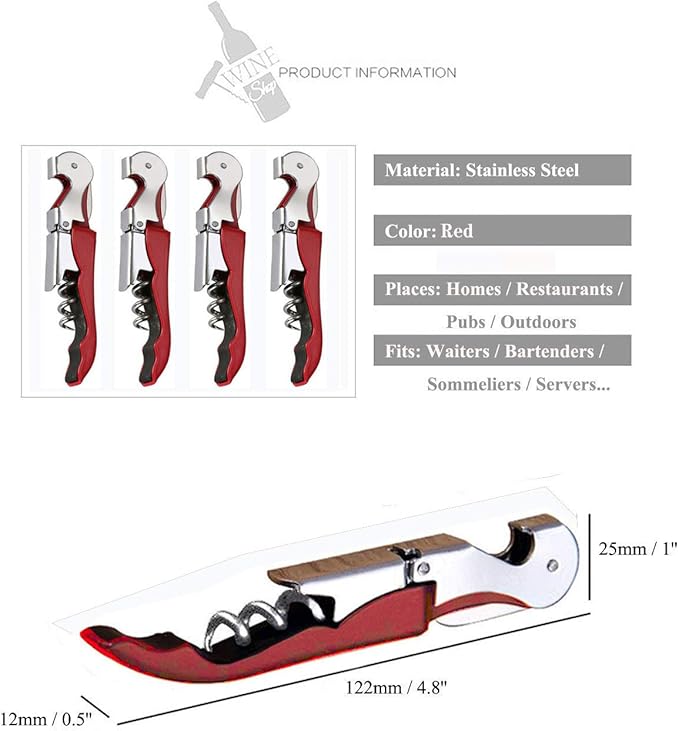 Professional Waiter Corkscrew Wine Openers Set(4PCS), Heavy Duty Stainless Steel Hinges Wine Key for Restaurant Waiters, Sommelier, Bartenders - Image 5