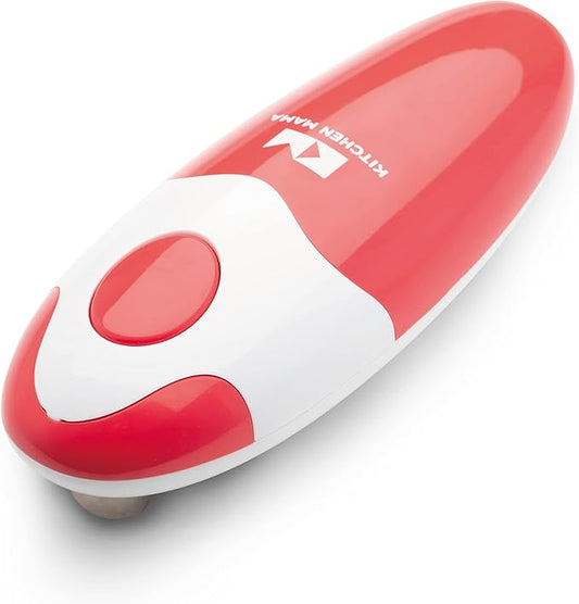 Kitchen Mama Auto Electric Can Opener: Open Your Cans with A Simple Press of Button - Automatic, Hands Free, Smooth Edge, Battery Operated, YES YOU CAN (Red) by KitchenMama