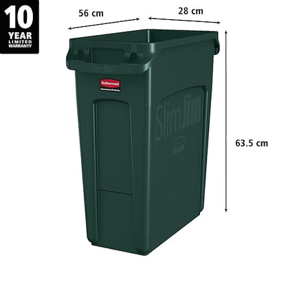 Rubbermaid Commercial Products Slim Jim Trash/Garbage Can with Venting Channels, 16-Gallon, Green, for Kitchen/Office/Workspace - Image 3