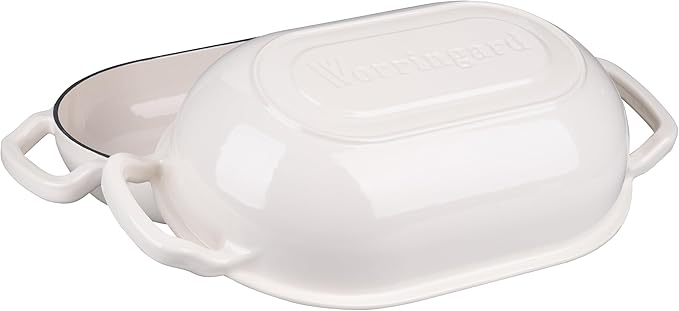 VORRINGARD Enameled Cast Iron Sourdough Bread Oven, Dutch Oven, Loaf Cast Iron Bread Pan for Homemade Bread Baking, Meatloaf Pan with Lid, 5QT, White - Image 4