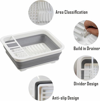 Collapsible Dish Drying Rack, Foldable Dinnerware Drainer Organizer for Storage Kitchen Counter RV Accessories Portable Rack Holders for Dishes Plates and Cups Camping Travelling Space Saver Essential - Image 4