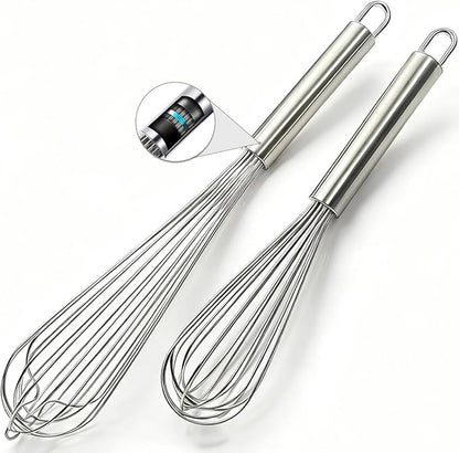 18/10 Stainless Steel Large Whisk Set of 2, 15.5 inch Heavy Duty Long Whisk and 12 inch Whisks, Suitable for Deep Pots or Big Bowl, Mixing, Beating, Blending - Image 7
