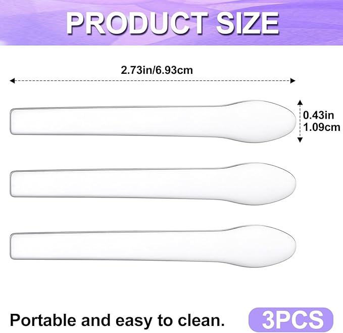 Pndeyo 3pcs Mini Stainless Steel Makeup Spatula, Silver Reusable Cosmetic Cream Spatulas Spoon, Skincare Scoop Applicator Facial Massage Beauty Tools for Mixing and - 2.73"×0.43"