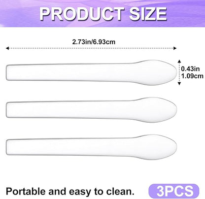 Pndeyo 3pcs Mini Stainless Steel Makeup Spatula, Silver Reusable Cosmetic Cream Spatulas Spoon, Skincare Scoop Applicator Facial Massage Beauty Tools for Mixing and - 2.73"×0.43"