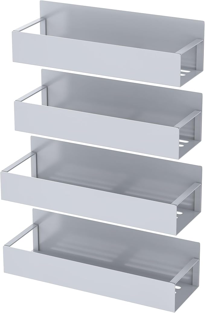 HuggieGems 4 Pack Magnetic Spice Storage Rack Organizer for Refrigerator and Oven, Gray Fridge Organizers and Storage - Image 5