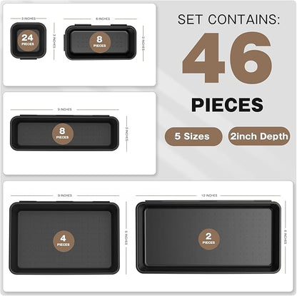 A-LuGei【 & 5 Size Tool Box Organizer Tray Divider Set, 【Black】 Bathroom Drawer Organizer Bin, Garage Organization and Storage Toolbox Rolling Tool Chest Cart Cabinet WorkBench Small Part - Image 7