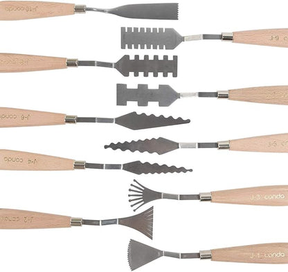 CONDA Palette Knife Set -10Pcs Stainless Steel Spatula Pallet Knife Painting Tools Metal Knives Wood Handle with Different Shapes and Sizes - Image 4