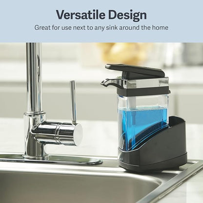 Casabella Sink Sider Solo Kitchen Soap Pump and Sponge Caddy, Black/Chrome - 2-in-1 Soap and Sponge Caddy, One-Hand Soap Dispensing, Ergonomic Design, Easy to Refill and Clean, Efficient Size - Image 6