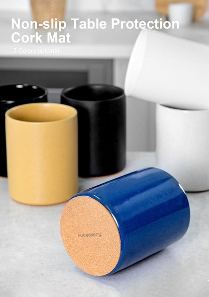 Nucookery Utensil Holder, 6.4" Ceramic Kitchen Utensil Holder for Countertop with Protection Cork Bottom, Vintage Farmhouse Kitchen Decor for Counter, Gift (Royal blue) - Image 2